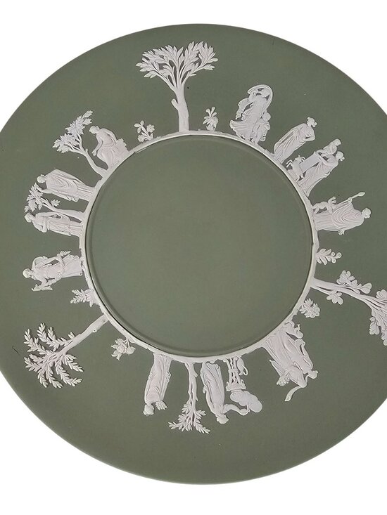 Wedgwood Sage Green Jasperware Plate With Classical Relief Design 9.5" - Picture 1 of 9